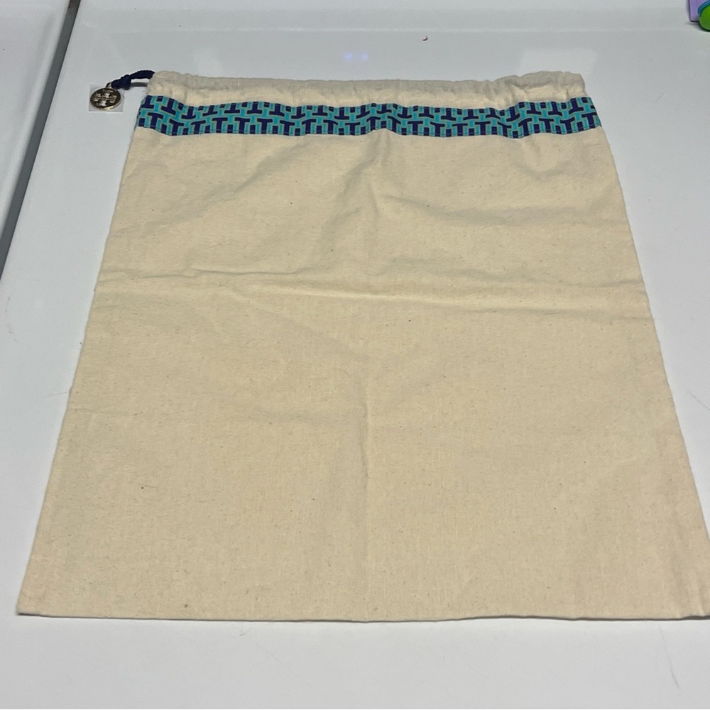 Tory Burch 12”x15" Drawstring DUST BAG for Shoes/Sml Purse wGold Logo Charm